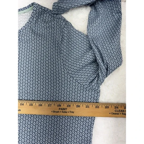 Croft & Barrow Classic Tee Top 100% Cotton Blue White Print Long Sleeve Size 2x - Picture 5 of 8